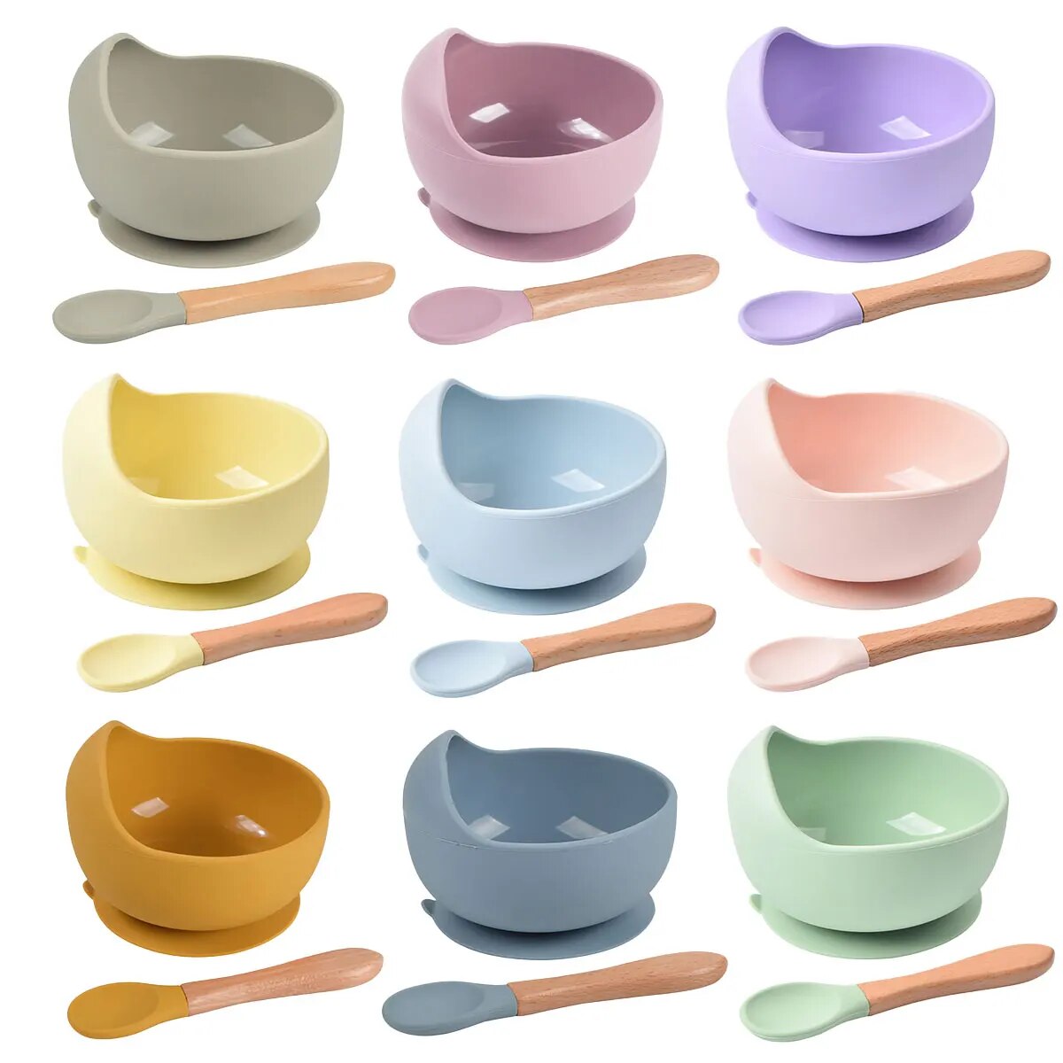 Baby Food Equipment - 2PCS Silicone Baby Feeding Bowl Tableware