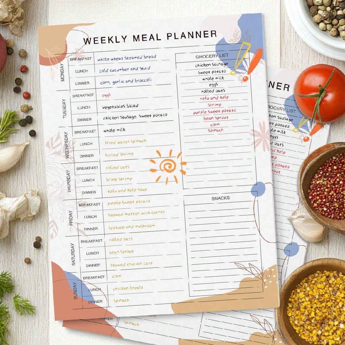 Weekly Meal Planner Pad for Fr - đánh giá và giá Baby Food List